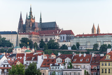 Cityscape view of Prague castle and Mala strana in Prague, capital of Czech republic