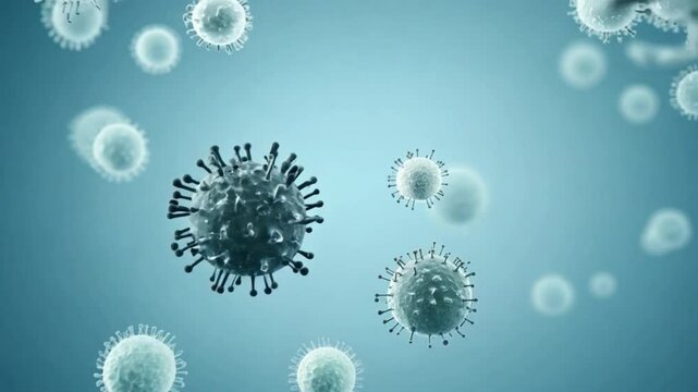 A close-up photo of a healthy person's white blood cells attacking and destroying a virus