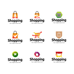 Set of Shopping store logo design vector