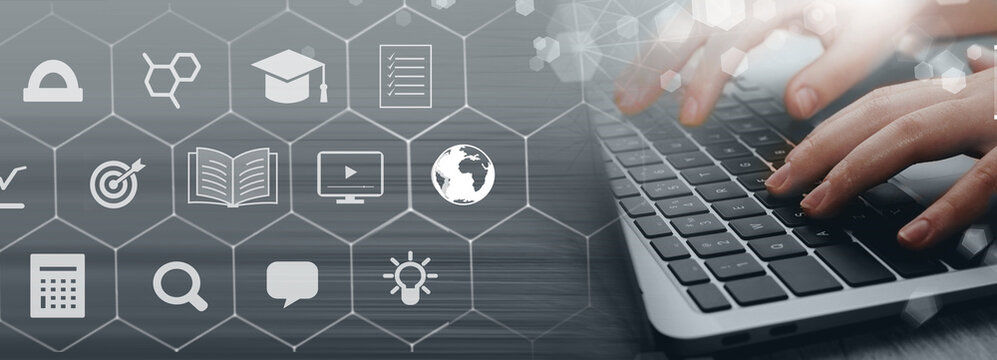  2025 E-learning, education, online exam concept.Choose correct answer. Education internet online digital technology concept. New Year education 2025 background.