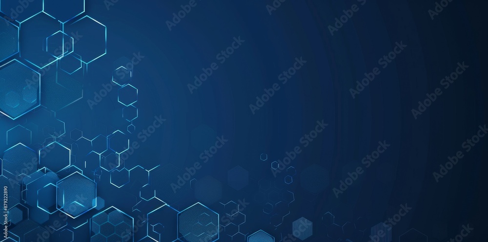 Poster the background of the design is composed of polygons and hexagons. it resembles a hi-tech digital ba