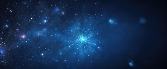 Fototapeta premium Fire embers particles over Blue background, Abstract dark glitter fire particles lights