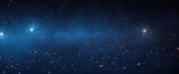 Fototapeta premium Fire embers particles over Blue background, Abstract dark glitter fire particles lights