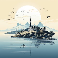 Obraz premium Artistic Depiction of Beirut in Minimalistic Style