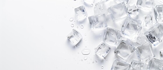 Realistic ice cubes blocks composition with empty space surrounded by bunch of ice cube