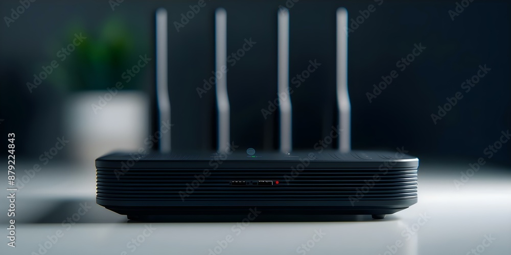 Poster 5g router for high-speed and secure home networks with ample banner placement. concept 5g router, hi