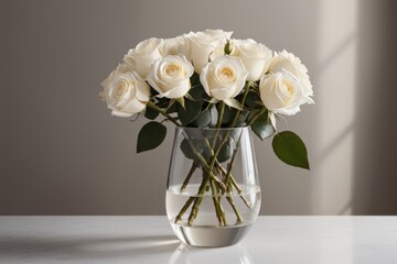 Fototapeta premium A vibrant bouquet of white roses adds a touch of love to a beautifully decorated table