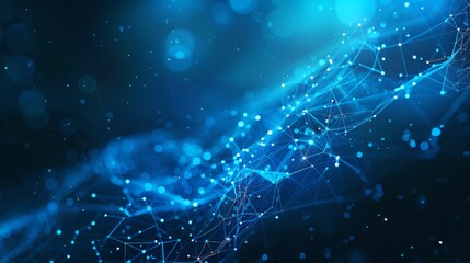 Obraz premium Concepts of cybersecurity technology and digital data protection. Dark blue background, center focus, side blur, polygons, dots and lines protect internet network connections.