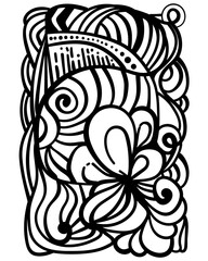 Abstract coloring page with striped patterns and lines, patterned element for colouring or making metaphorical cards