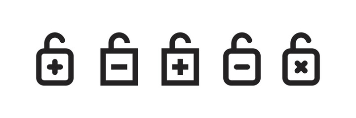 Open and closed lock icon set vector