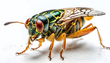 a beautiful picture of cicada on white background, cicada animal on white background
