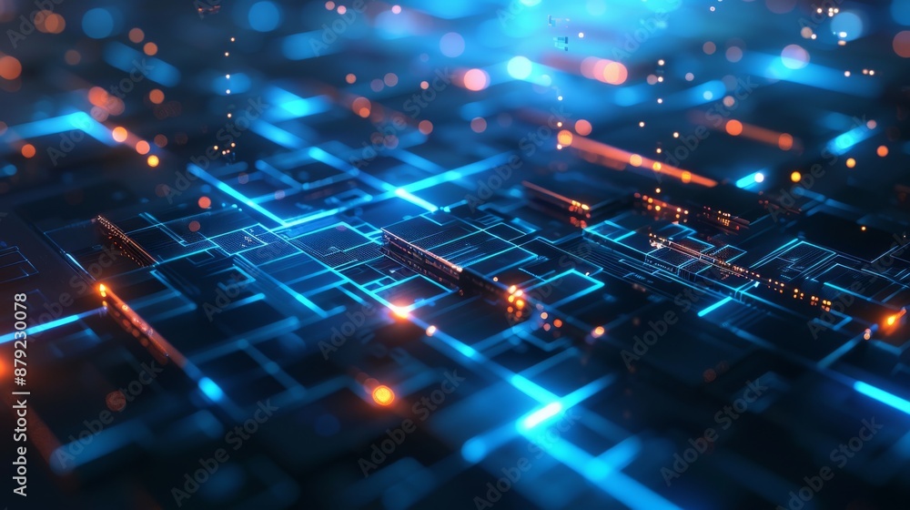 Poster matrix background depicting science technology data in binary code, conveying connectivity, complexi