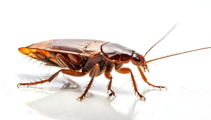 a beautiful picture of cockroach on white background, cockroach animal on white background