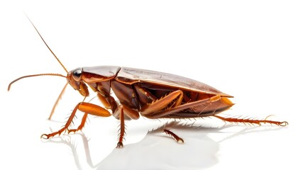cockroach isolated on white background, cockroach animal photography