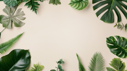 Fototapeta premium Vibrant Botanical Frame with Eco-Friendly Elements for Presentations