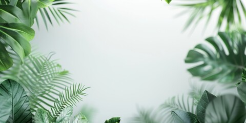 Fototapeta premium Lush Nature Frame with Detailed 3D Plant Illustrations for Dynamic Presentations