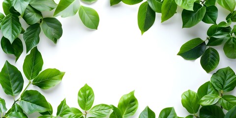 Green Leaves Card on White Background for Environmental Awareness. Concept Environmental Awareness, Green Leaves Card, White Background, Nature Conservation, Sustainable Living