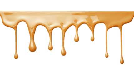 melted caramel dripping isolated on transparent white background, clipping path