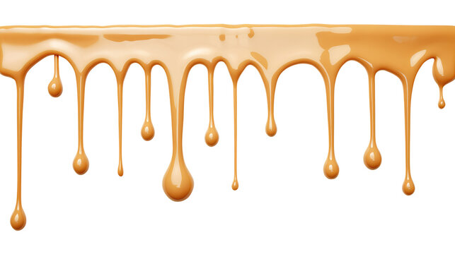 melted caramel dripping isolated on transparent white background, clipping path