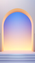 digital arched window and wooden podium e-commerce graphics poster mobile phone background