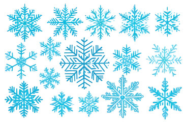 The background of the snowflake icon is made in white. Winter blue Christmas crystal snowflake element. A collection of weather illustrations. Flat insulated silhouette of the Christmas frost symbol
