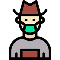 Naklejka premium farmer, overalls, hat, caucasian, man Icon