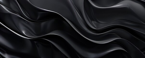 Obraz premium Abstract Black Background with Smooth Wavy Lines and Elegant Flowing Fabric