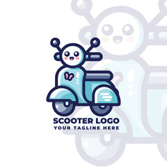 Cute Minimalist Scooter Logo Design