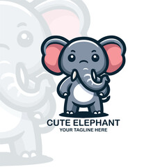 Cute Elephant Logo Mascot Design