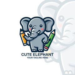 Cute Elephant Logo Mascot Design