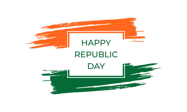Happy Republic Day in India. Tri color national flag brush stroke. Vector illustration