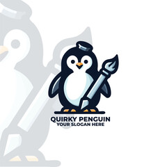 Cute Quirky Penguin Logo Design