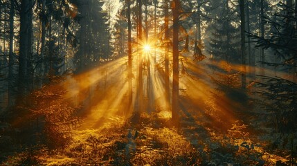 Fototapeta premium Glowing sunset casting warm light on mountains