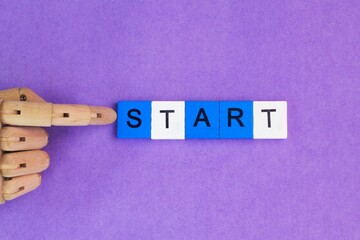 letters of the alphabet with the word start. the concept of a beginner or beginning