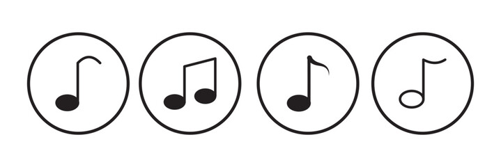 music icon vector. Symbols, signs, circles, mp3