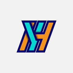 Initial Letter HY or YH Logo, Monogram Logo letter H with Y combination, design logo template element, vector illustration