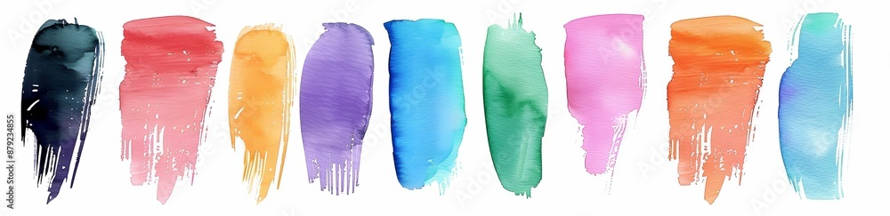 Canvas Prints Set of vibrant watercolor paint brush strokes isolated on white background