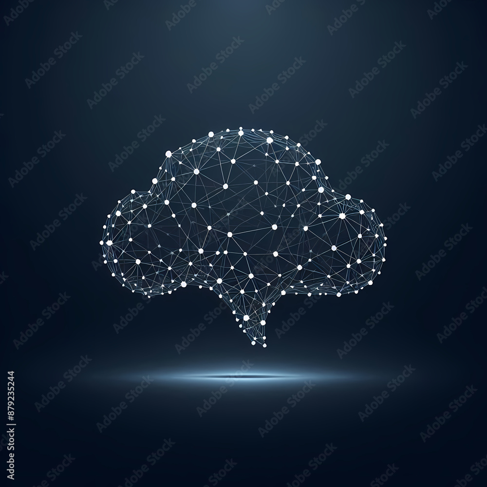 Poster minimalist depiction network interconnected dots lines representing ai connectivity