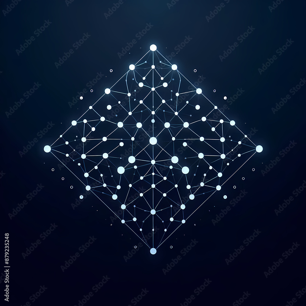 Poster minimalist depiction network interconnected dots lines representing ai connectivity