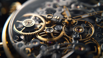 Exquisite Precision: Detailed Close-up of Luxury Watch Gears