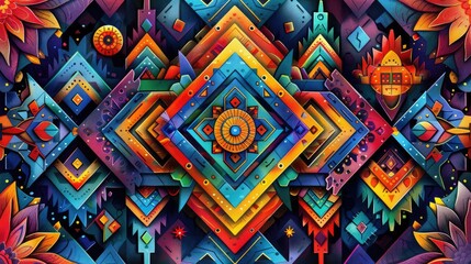 Kaleidoscopic patterns in vivid color palette