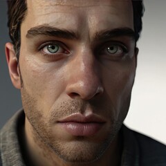 Obraz premium A closeup portrait of a man with blue eyes