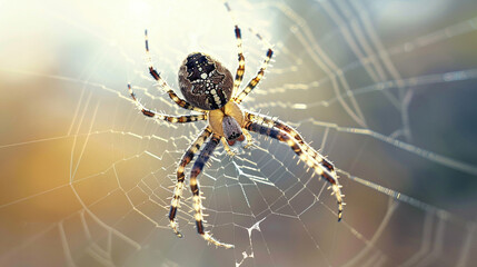 Obraz premium Master Weaver: A Spider Crafting its Intricate Web