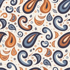 Fototapeta premium Vintage Paisley Pattern In Blue And Orange