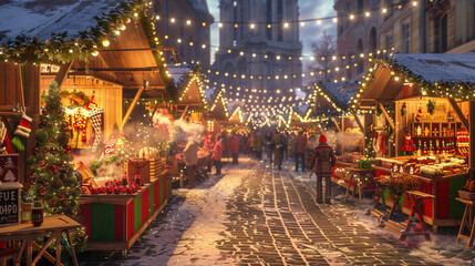 Vibrant French Christmas Market Filled with Festive Delights