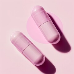 Pink pills,  on a pastel pink background, 3d render