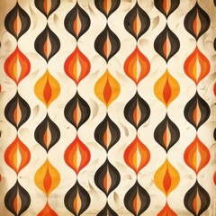 Vintage S-Shaped Pattern in Orange, Black, and White