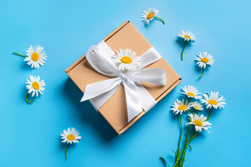 Gift box and Chamomile flowers