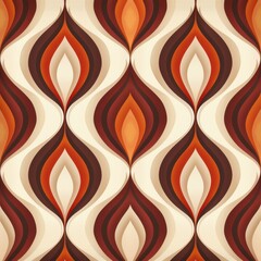 Vintage S-Shaped Pattern in Brown, Orange, and White