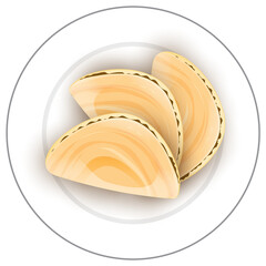 Top View Delicious Apam Balik Plate Element Png in Flat Style.